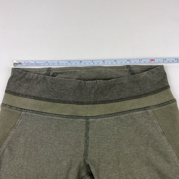 LULULEMON Refine Crop Legging Heathered Fatigue Green Wee Stripe Athleisure Sz 6 - Picture 7 of 11